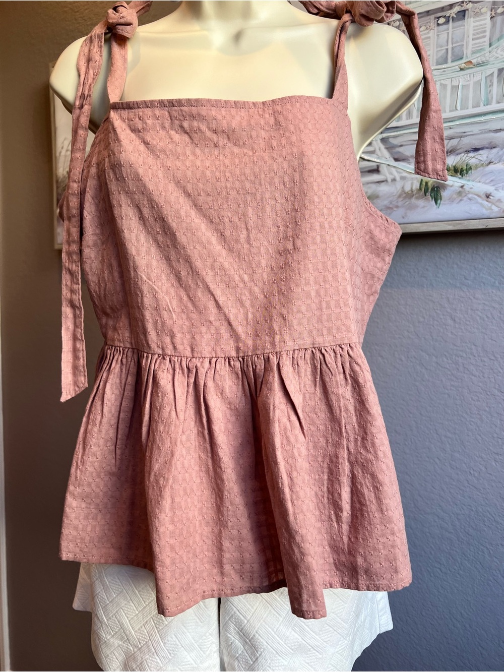 NWT Madewell Dusty Rose Smocked Waist Tank